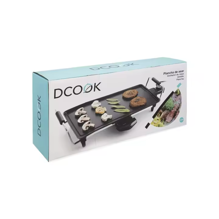 Plancha de Asar Eléctrica 2000W de Gran Potencia – Superficie 42,5x22 cm – Cocina Sana sin Aceite – Revestimiento Antiadherente Ecológico sin PTFE ni PFOA – Termostato Regulable y Extraíble – Bandeja Recogegrasas – Asas Frías y Pies Antideslizantes - 1