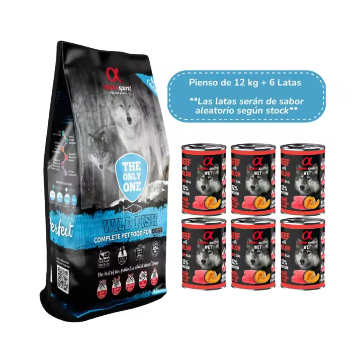 ALPHA SPIRIT - Wild Fish (+ 1 ó 6 Latas) - Alimento Completo en Pienso Seco para Perros Adultos de Todas las Razas - 1