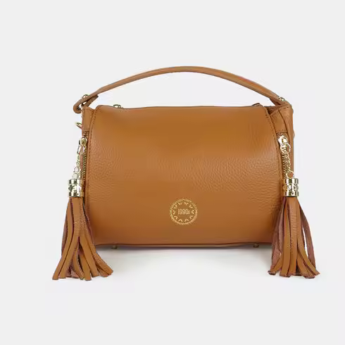 1990s Bolso de Mano de Piel con Flecos - Tamaño Mediano - Elegante y Moderno - 1