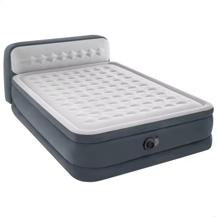 INTEX - Colchón hinchable doble con cabecero, cama queen, 152x236x46 cm, para 2 personas, máximo 272 kg, resistente a pinchazos, PVC, incorpora hinchador, con bolsa de transporte - 1