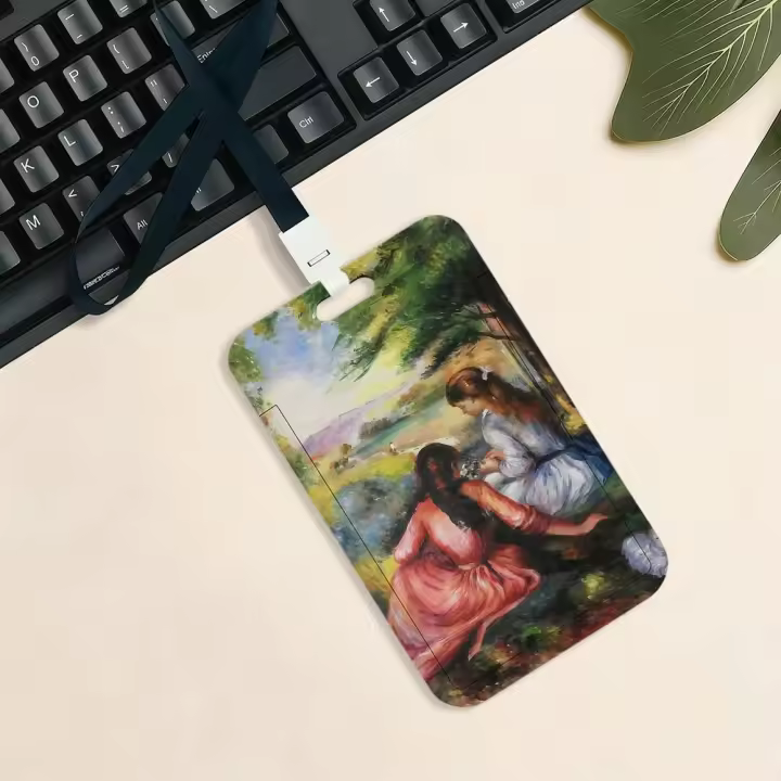 Portatarjetas Art Pierre-Auguste Renoir Para Estudiantes Y Trabajo Con Correa Negra Material PVC Tamaño Clásico - 1