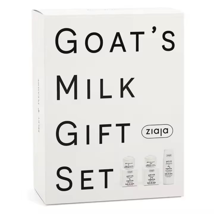 Set de regalo leche de cabra Ziaja con crema de día, crema de noche y crema de manos para todo tipo de piel, ofrece hidratación y nutrición para pieles secas o normales, ideal para uso diario o regalos especiales. - 1