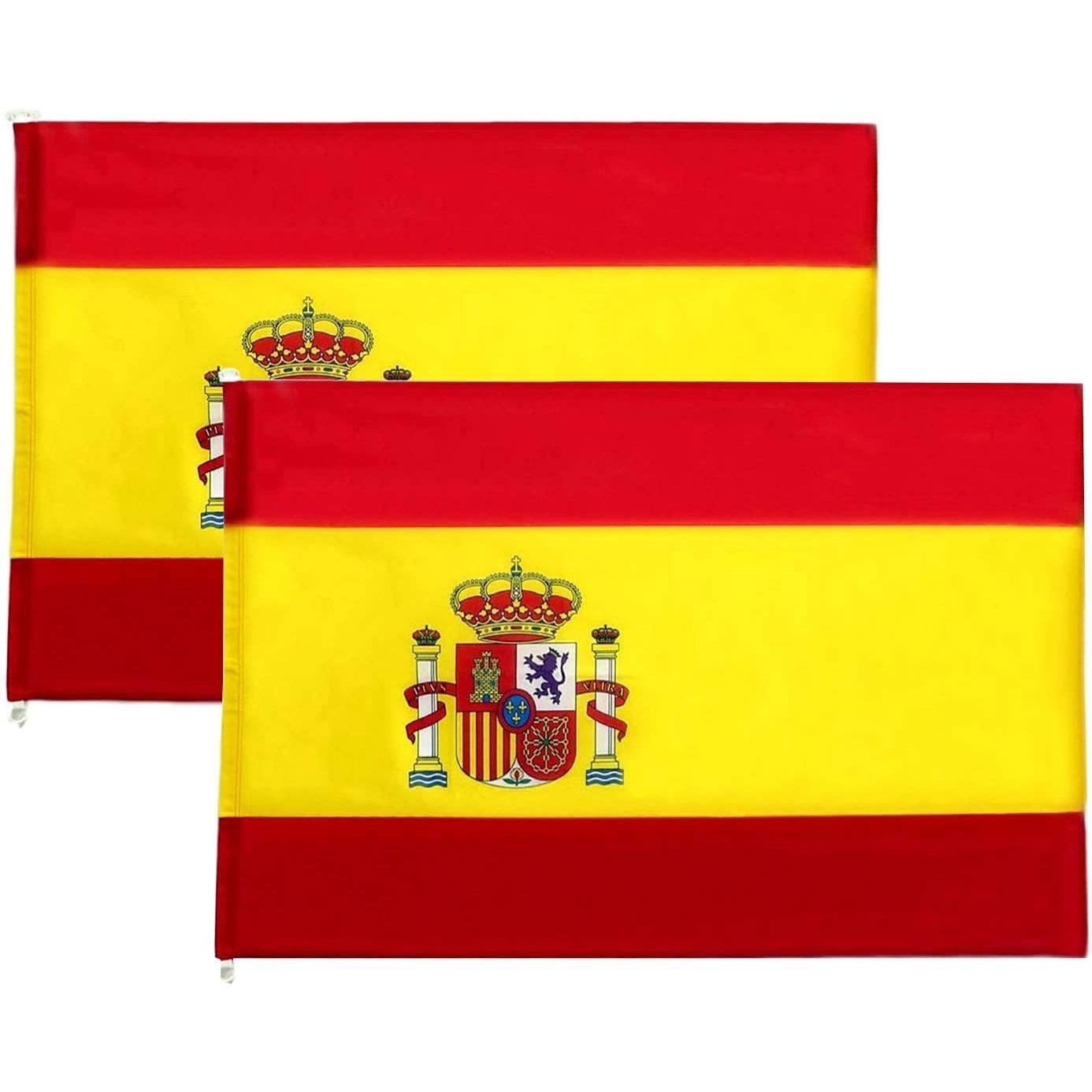 ARBUTUS Pack de 2 Banderas de España, Bandera Balcón Resistente Impermeable con Escudo.