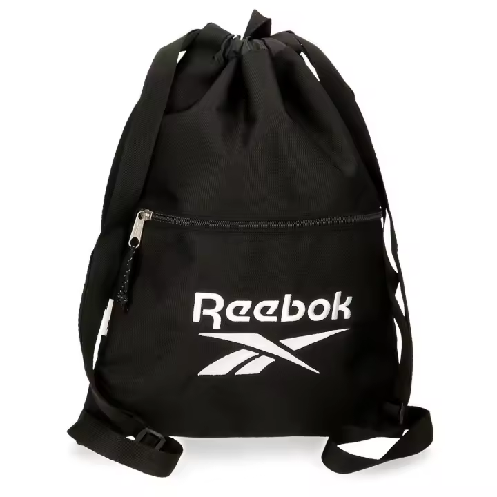Mochila Saco Reebok 35 x 46 cm, Poliéster Ligero con Cierre Fruncido y Bolsillo Frontal con Cremallera - 1