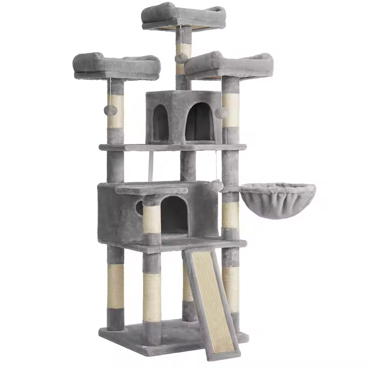 FEANDREA Árbol para Gatos, XXL,169 cm, Gris Claro - 1
