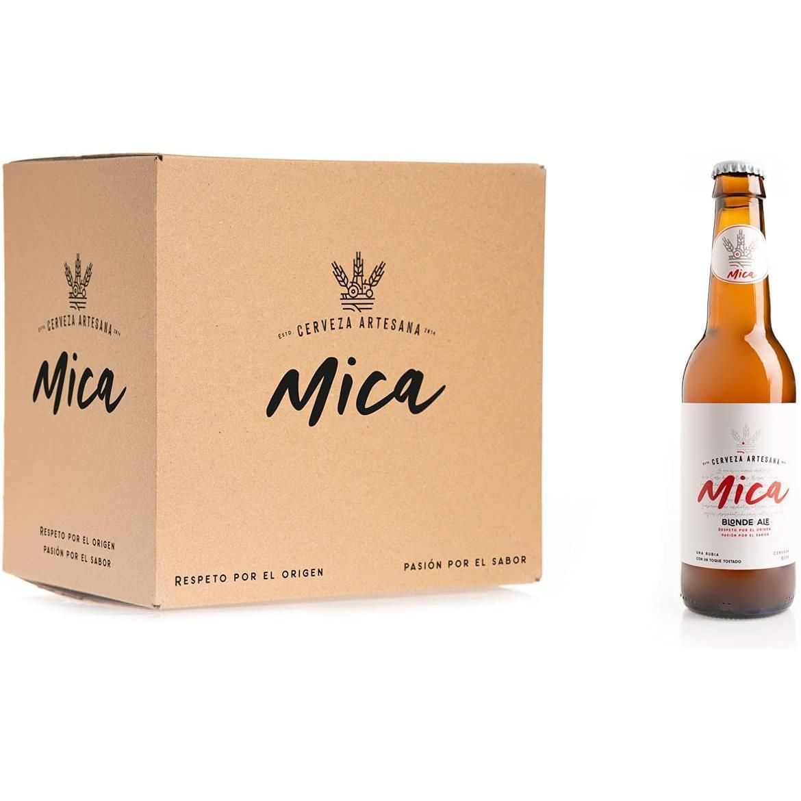 Mica – Pack 6 Cervezas Artesanales Blonde Ale – Cerveza Rubia Premium de la Ribera del Duero - 33 cl – 4,7%