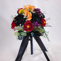 Bouquet De Novia Vintage Barroco Hecho a Mano Con Flores Negras Y Azules Accesorios De Boda Para Mujeres Material Poliéster - details 0