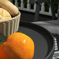 Outsunny Mesa de Jardín Redonda de 2 Niveles Mesa de Terraza Exterior Ø32x51 cm con Bandeja Inferior y Estructura de Metal para Exterior e Interior Negro - details 3