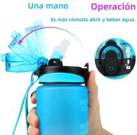 Botella Deportiva De 1000ml Con Marcador De Tiempo a Prueba De Fugas Para Exteriores Gimnasio Fitness Uso Adulto Material Reutilizable - details 5