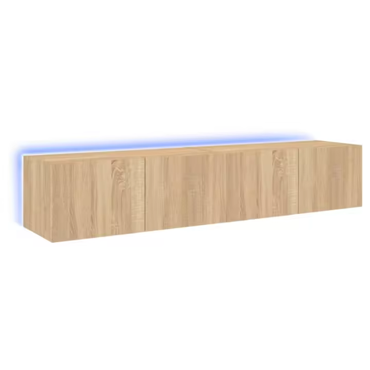 vidaXL Muebles de TV de pared luces LED 2 uds roble Sonoma 80x35x31 cm - 1