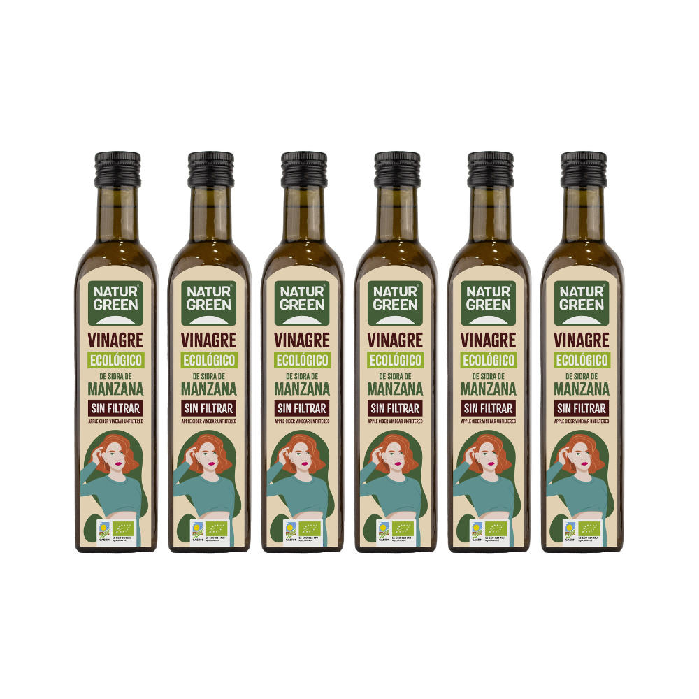 Pack 6x NaturGreen Vinagre de Sidra de Manzana Sin Filtrar Bio 500 ml
