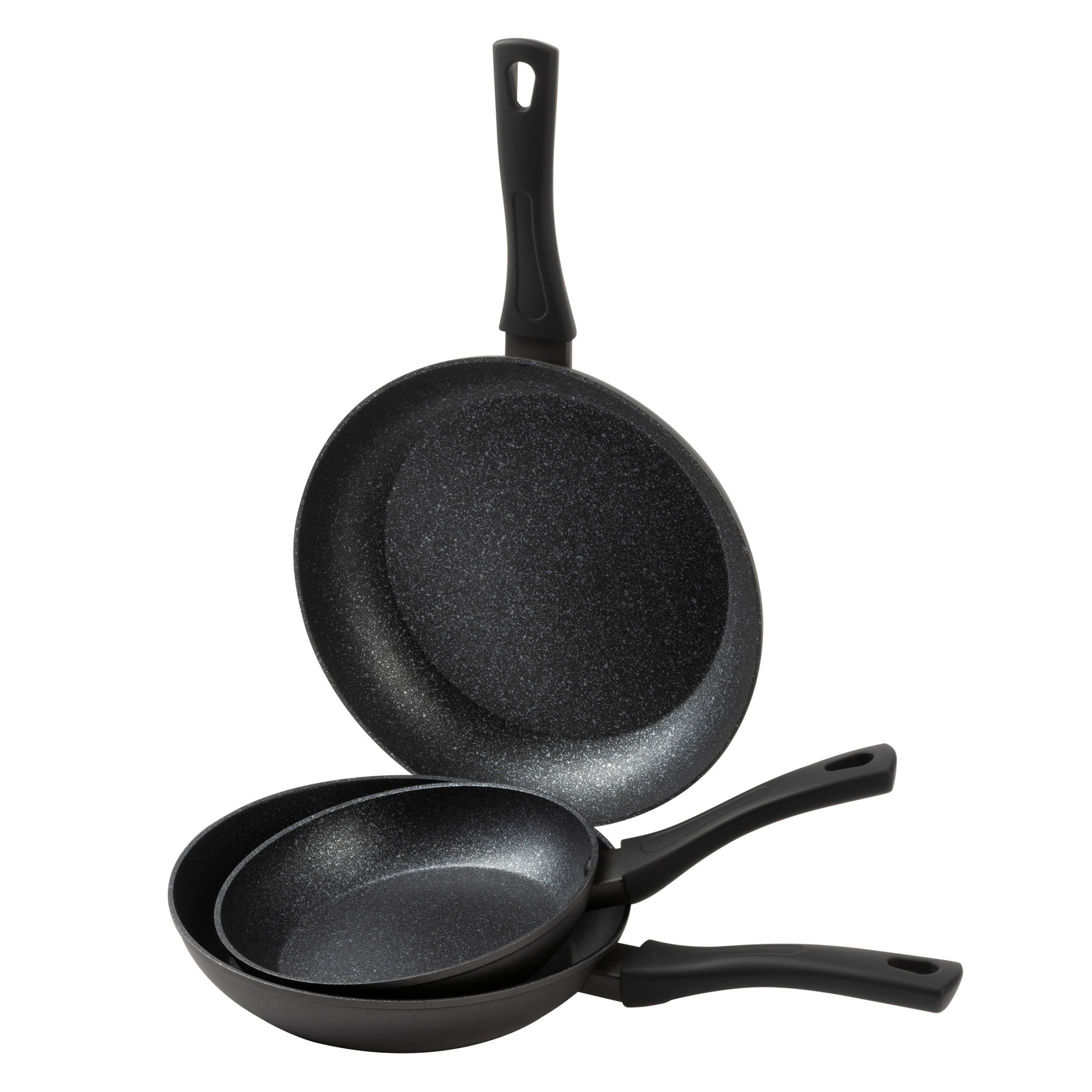 Juego de Sartenes de Aluminio Forjado de 18/22/26 (BLANCAS) o Ø20Ø24Ø28cm (NEGRAS) con Mango Ergonómico y Antiadherente sin PFOA, Apto para Todo Tipo de Hornillas - San Ignacio