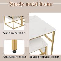 Mesa de centro nido cuadrada de mármol blanco con patas doradas, set de mesas auxiliares combinables estilo moderno - details 0