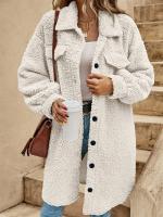 Nueva Chaqueta Larga De Mujer Para Invierno Estilo Casual Sólido Cremallera Simple Talla Grande Abierta Comodidad Poliéster Spandex - details 3