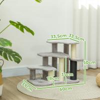 PawHut Árbol para gatos, torre rascadora con plataformas de felpa de 3 niveles, 2 pelotas de juego, postes rascadores de sisal, 50 cm de altura, para gatos de hasta 5 kg, gris claro - details 2