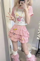 Falda Mini De Encaje Con Volantes Y Shorts Integrados Estilo Kawaii Lolita Jirai Kei Para Mujer Suave Y Dulce Con Volantes Multicapa - details 0