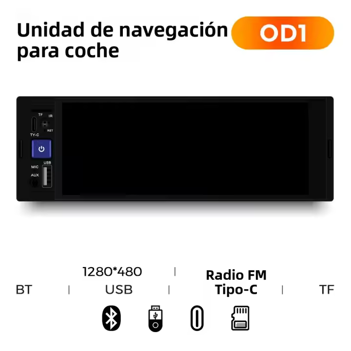 Radio De Coche Universal 1DIN 6.86 Pulgadas Carplay MP5 Android Auto FM BT USB Para Hyundai Toyota Kia Nissan Suzuki Con Pantalla Táctil Y GPS Integrado - 1