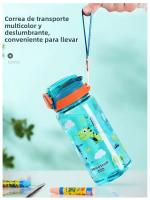 Botella De Agua Para Niños 600ml Con Taza De Sopar Y Pajita De Silicona a Prueba De Fugas Plástico Reutilizable Para El Verano - details 3