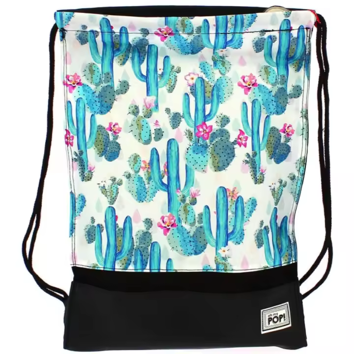 Oh My Pop - Saco Negro Estampado con Cordones para Llevar - 47x34x1 Cm - Unisex - 1
