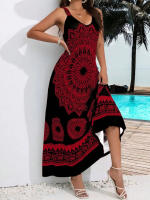 Vestido Bohemio De Verano Para Mujer plus Talla Con Suspensión Espalda Descubierta Estilo Casual Material Poliéster Suave - details 2