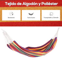 Outsunny Hamaca de Algodón para Jardín Hamaca Colgante Portátil Carga Máx. 120 kg para Acampar Piscina Camping Rayas Multicolor - details 5