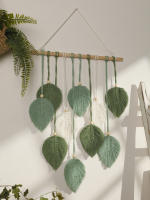 Tapiz Boho Hoja Macramé Tejido En Hilo Decoración De Pared Para Hogar Y Dormitorio Con Cordones De Madera Aesthetic Regalo - details 12