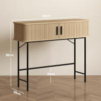 HOMCOM Mesa Consola Vintage Mueble para Recibidor con 2 Puertas Correderas de Tambor y Compartimientos Consola para Recibidor Entrada Pasillo 100x30x80 cm Roble - details 2