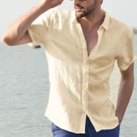 Camisa Casual Para Hombre Manga Corta Botones Vintage De Color Sólido Para Calle Y Vacaciones Tallas M-3XL Algodón Y Poliéster - details 5