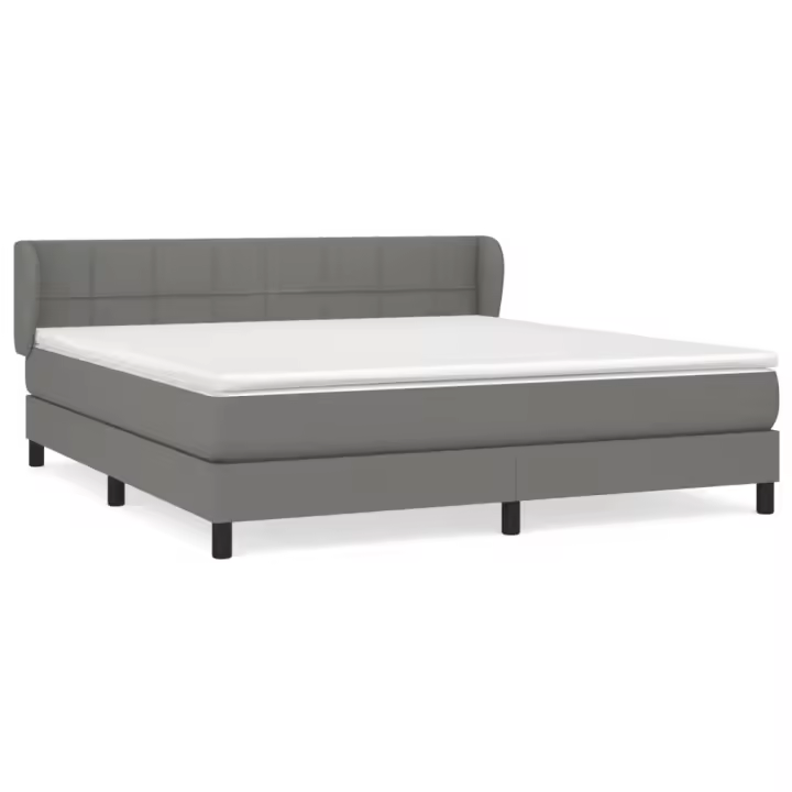 vidaXL Cama box spring con colchón tela gris oscuro 160x200 cm - 1