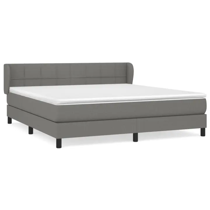 vidaXL Cama box spring con colchón tela gris oscuro 160x200 cm - 1