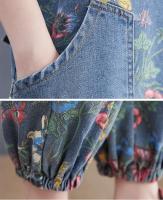 Traje De Mujer Estilo Callejero Floral Impresión Denim Con Tirantes Dungarees Rompers Cargo Pantalones Anchos De Pierna Pantalones De Sobrero - details 9