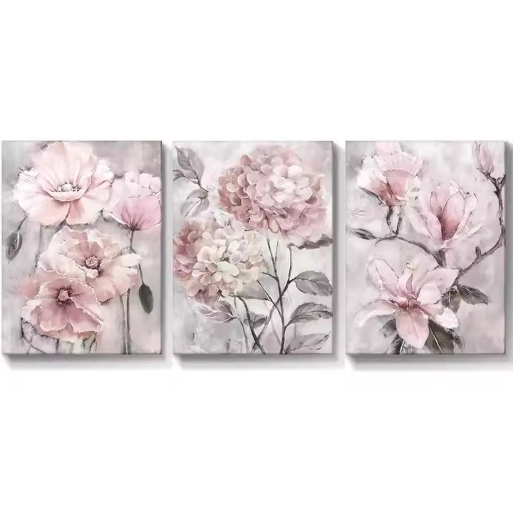 Pintura al oleo de estilo Europeo, Pintura en Lienzo de Flores Rosas, Carteles y Grabado artísticos, estilo de Arte nórdico retro, decoración del Hogar, tamaño sin Marco: 30x40 cm - 1
