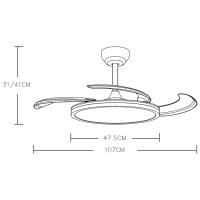 IOTOSTARK Ventilador de Techo con Luz LED Retráctil 106cm, 4 Aspas, Control por APP y Mando a Distancia, Potencia Total 66W, Temporizador, 6 Velocidades, 3 Temperaturas de Luz, Función Verano-Invierno, Silencioso, Negro IOTOSTARK-leduni - details 29