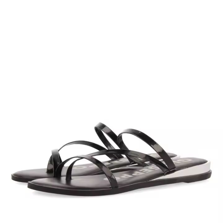 Gioseppo Sandalias Negras Tolchester Mujer - Tiras Finas - Piso Cuña Metalizada - Planta Piel Acolchada - 1