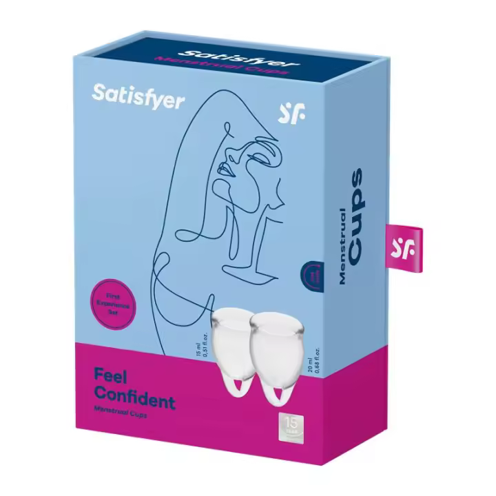 SATISFYER COPA MENSTRUAL FEEL CONFIDENT TRANSPARENTE PACK DE 2 - 1