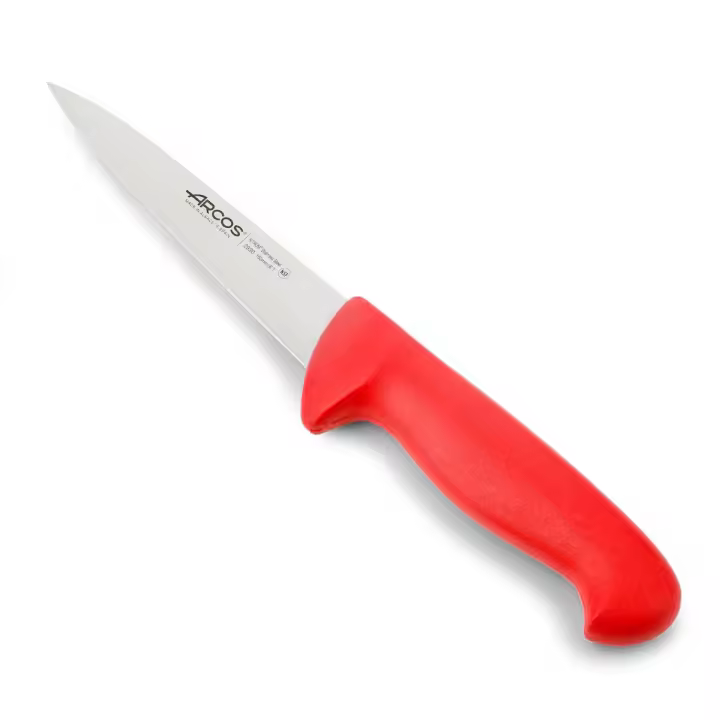 Arcos Cuchillo Carnicero Profesional - Hoja de Acero Inoxidable NITRUM 150 mm - Corte Preciso y Duradero - Mango Ergonómico Polipropileno Rojo - Serie 2900 - 1