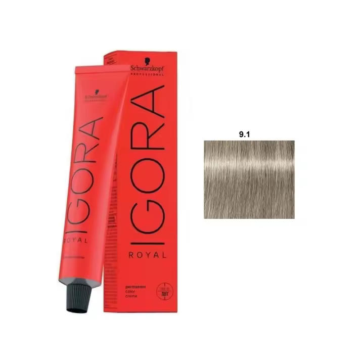 Tinte Igora Royal / Schwarzkopf - 9.1 Rubio Muy Claro Ceniza - 1