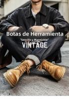 Botas De Moda Para Hombre Cuero Microfibra Marrón Antideslizantes Trabajo Casual Cowboy Botas Plataforma Cómodas Primavera/Tienda - details 1