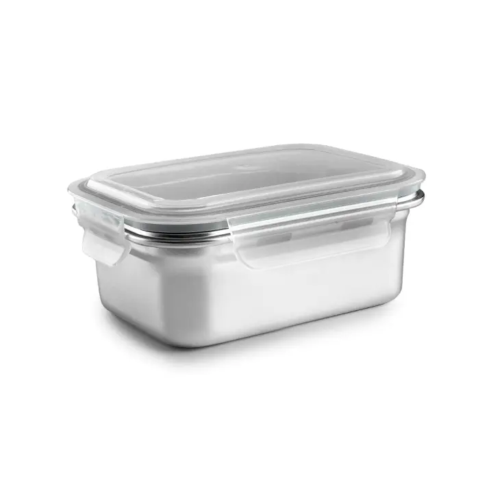 IBILI Keepklin - Recipiente Rectangular de 0.8L en Acero Inoxidable Apto Microondas - 1