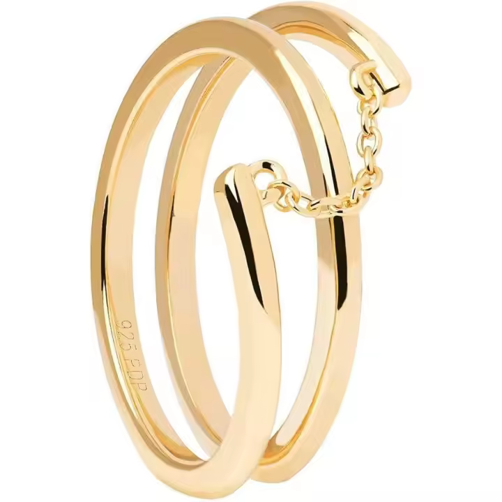 Anillo PdPaola Giro Plata Baño Oro y Cadena AN01-890-14 - 1