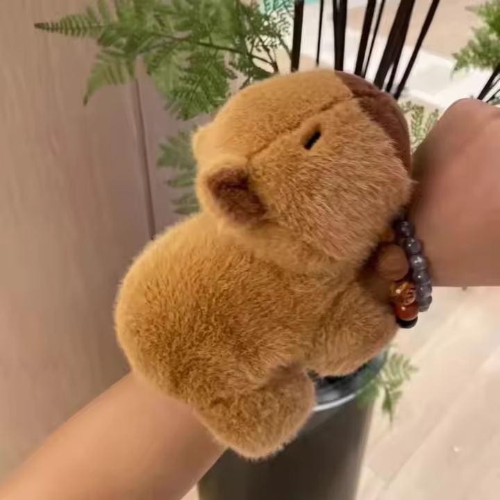 Muñeco De Peluche De Kapibara Descansando En Las Manos Juguete De Delfín De Peluche Con Anillo De Tiron De Muñeco De Peluche Para Adultos Y Adolescentes - 1