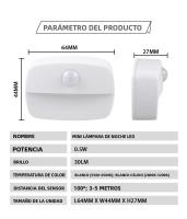 Lámpara De Noche LED Con Sensor De Movimiento Luz De Armario Inalámbrica Para El Borde De La Cama Iluminación De Armario Y Escaleras Batería Incluida - details 4