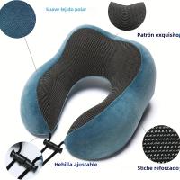 Almohada De Memoria De Espuma En Forma De U Para El Cuello 1pc Almohada Suave Para Viaje Almohada De Cervical Para Avión Y Dormitorio - details 3
