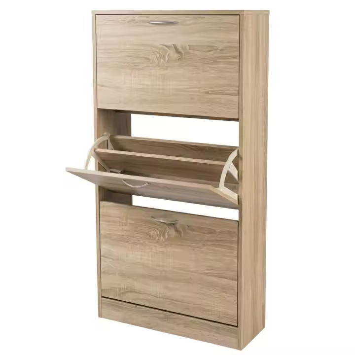 Maxia Market - Mueble Armario de Zapatero madera 3 cajones Roble para 18 pares zapatos Almacenamiento y organización del hogar Armario zapatos - 1