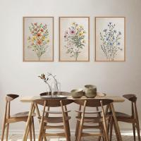 3pcs/set Arte De Pared En Lienzo Bohemio Floral Retro Moderno Minimalista Para Sala De Estar Decoración Del Hogar Estilo Clásico - details 4