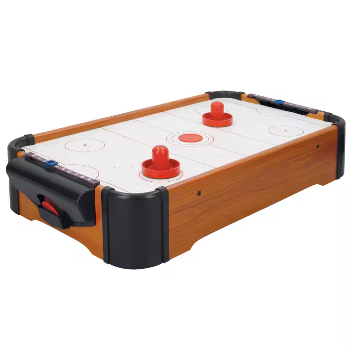 COLORBABY - Juego de mesa Hockey Aire sobremesa madera 56x31x10 cm para niños, Fabricado de madera resistente, 2 empujadores con base de fieltro, 2 discos y 2 marcadores manuales, +6 años - 1