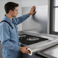 Papel Tapiz De Contacto De Aluminio Para Cocina Resistente Al Calor Y a La Grasa Pelable Y Adhesivo Para Encimeras Y Armarios - details 0