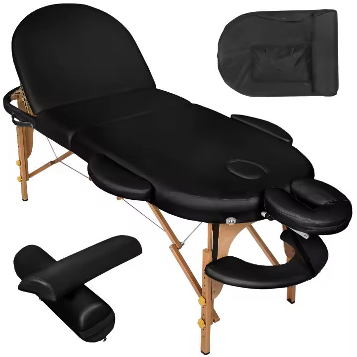 TECTAKE - Camilla Masaje Plegable y Ajustable en Altura, 3 Zonas, Camilla Profesional Fisioterapia, Quiromasaje, Tatoos, Camilla Estética Profesional de Aluminio y Madera, con Bolsa Transporte - 1