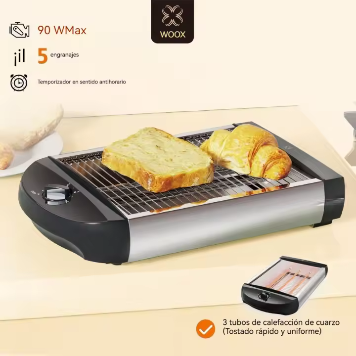 Tostadora eléctrica de 900W con calentamiento rápido, 4 ranuras, bandeja recogemigas de acero inoxidable, para cocina y hogar, tostar 4 panes una vez, temporizador mecánico variable, control de dorado, función stop, temporizador en sentido antihorario - 1