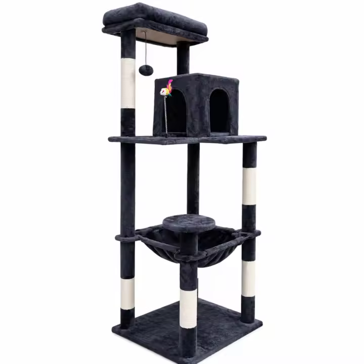 COTTECOTA- Árbol rascador para gatos de hasta 6 kg. Incluye casita, hamaca, plataformas y postes de sisal resistentes. Ideal para jugar, descansar y afilar uñas. Diseño estable, compacto y perfecto para interiores. - 1